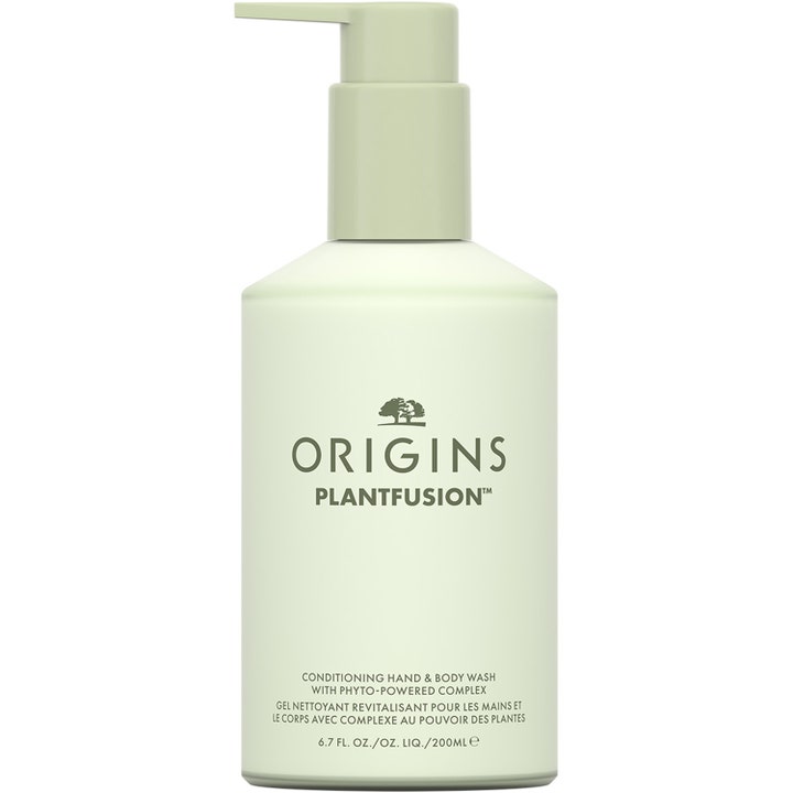 Origins Plantfusion Conditioning Hand & Body Wash 200ml mykgjørende såpe i matt salviegrønn flaske med pumpe