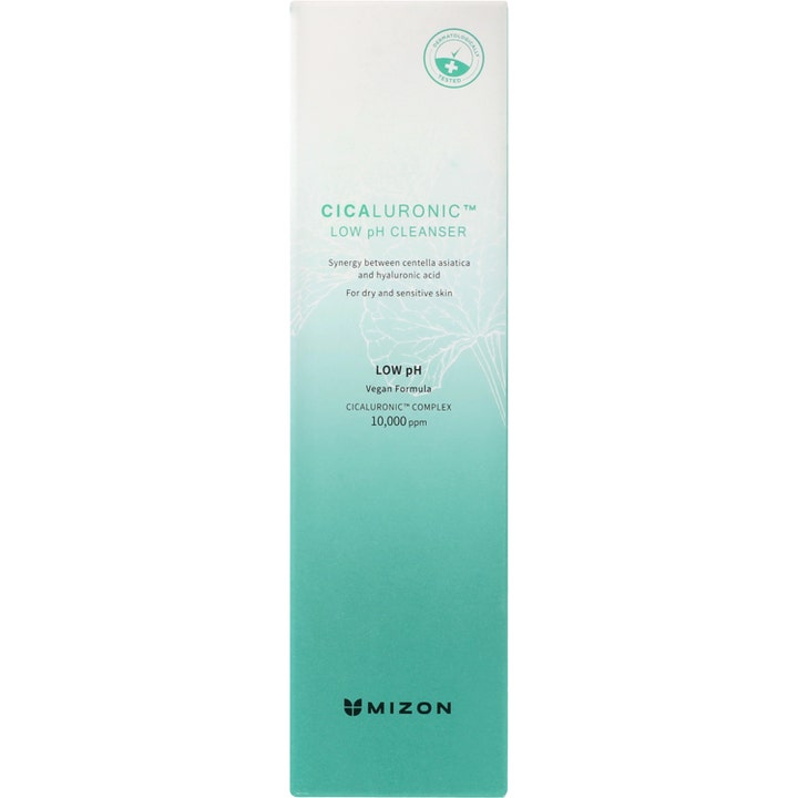 Mizon Cicaluronic Low pH Cleansing Foam 120 ml vegansk ansiktsrens i hvit og grønn eske