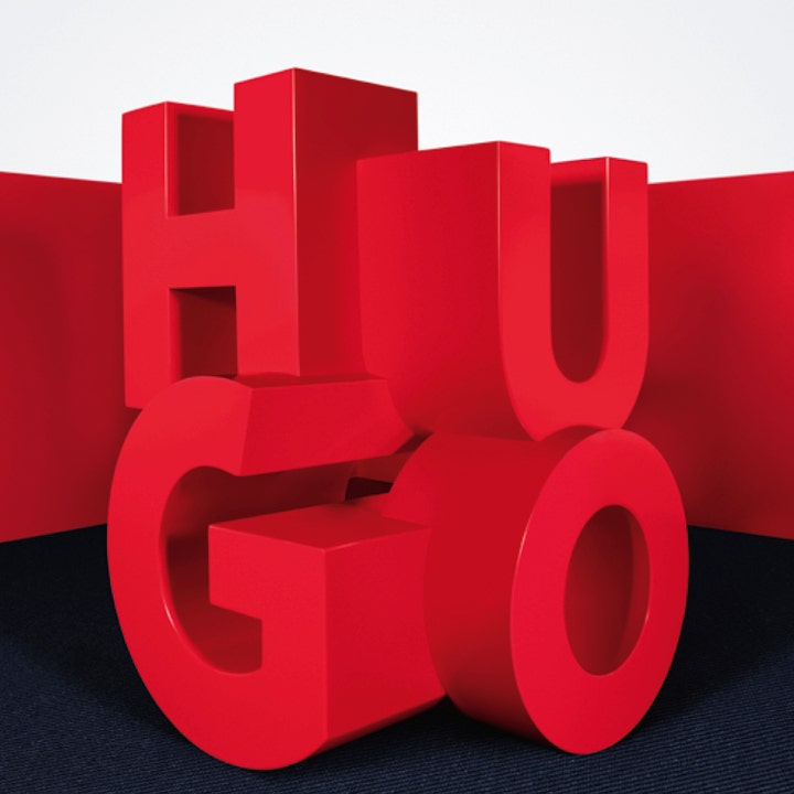 Hugo Boss Hugo Hugo Green Deostick 75 ml herredeodorant med en stor rød 3D HUGO logo i grafisk stil