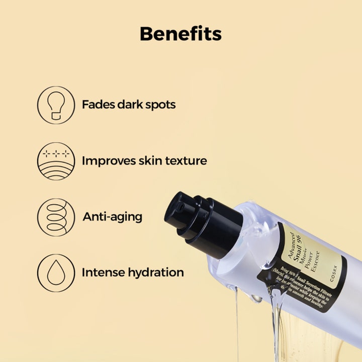 COSRX Advanced Snail 96 Mucin Power Essence 100 ml med snegleslim gir intens fuktighet og anti-aging fordeler