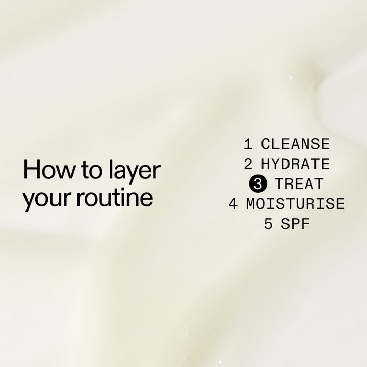 The INKEY List Niacinamide Serum 30 ml hudserum viser steg 3 Treat i en hudpleierutine over kremet tekstur.