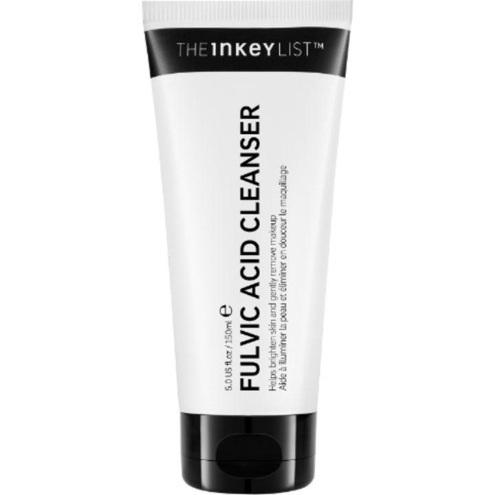 The Inkey List Fulvic Acid Cleanser 150ml opplysende ansiktsrens i hvit tube med svart lokk som fjerner sminke skånsomt.