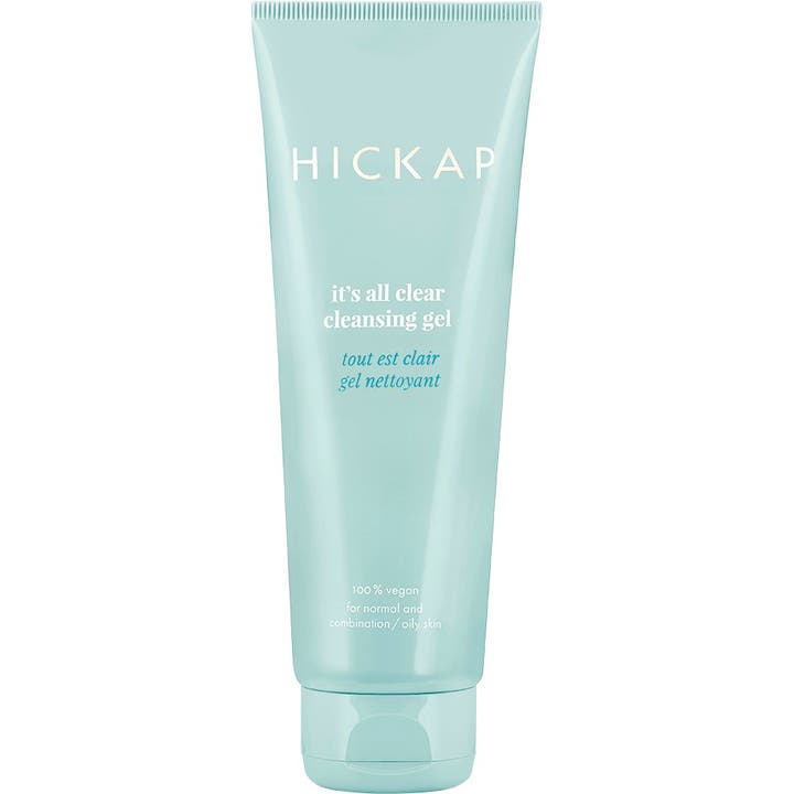 Hickap It's All Clear Cleansing Gel 125 ml rensegel som gir klarere hud i en lysegrønn plasttube med hvit tekst.