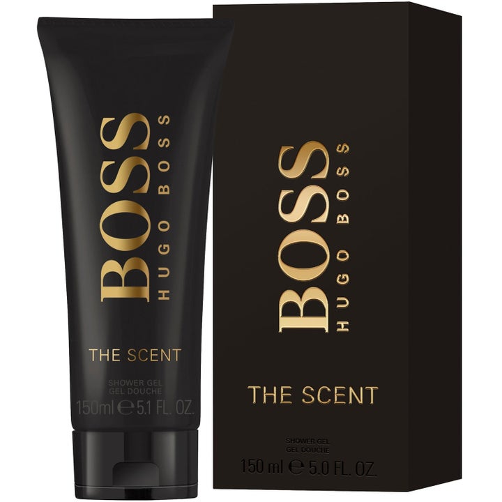 Hugo Boss The Scent Shower Gel 150 ml oppfriskende kroppspleie i svart tube og eske med gulldetaljer