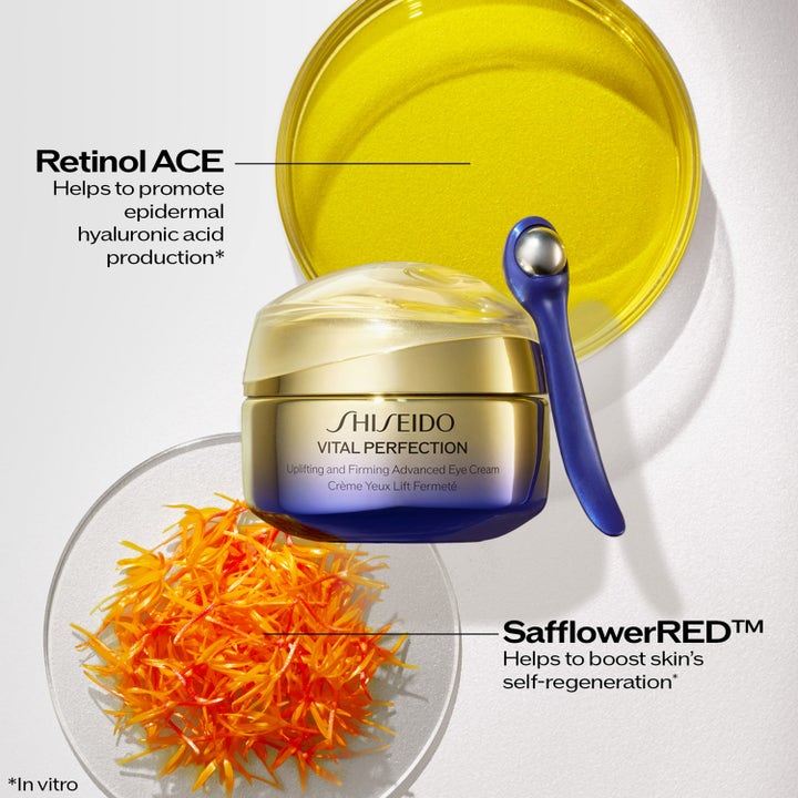 Shiseido Vital Perfection Advanced Eye Cream 15 ml øyekrem med Retinol ACE, SafflowerRED og blå massasjeapplikator
