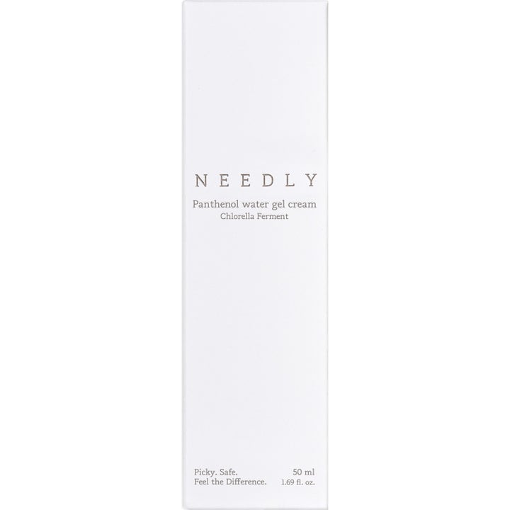 NEEDLY Panthenol Water Gel Cream 50 ml beroligende gelkrem i hvit ytteremballasje med Chlorella Ferment