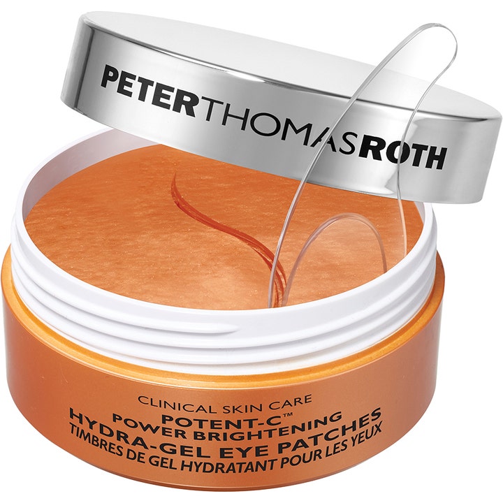 Peter Thomas Roth Potent-C Power Brightening Hydra-Gel Eye Patches 60 stk øyemasker i oransje krukke med sølvlokk