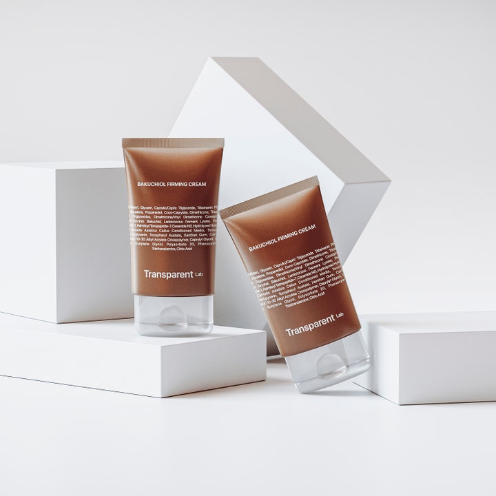 Niche Beauty Lab Transparent Lab Bakuchiol Firming Cream 50 ml i brune tuber som gir fastere hud.