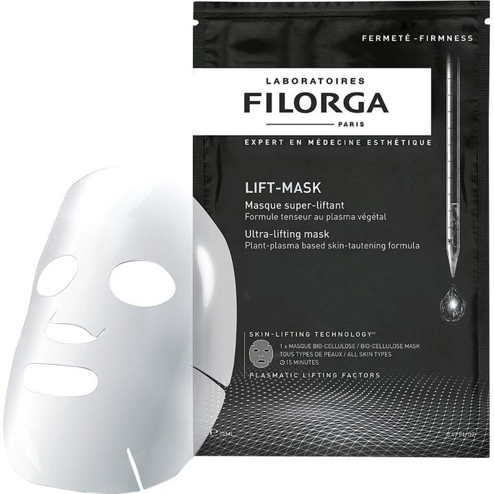 Filorga LIFT-MASK 1 stk ansiktsmaske for lifting og fasthet med hvit bio-cellulose maske og sort sachet