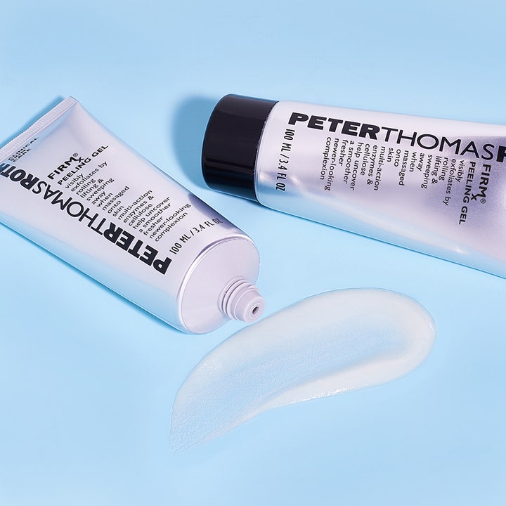 Peter Thomas Roth Firmx Peeling Gel 100 ml eksfolierende ansiktsskrubb i hvit tube med synlig geltekstur