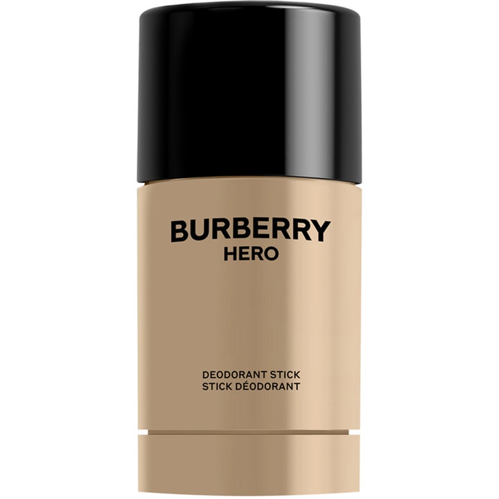 Burberry Hero 75ml deodorant stick gir langvarig friskhet i en beige sylinderformet hylse med svart lokk