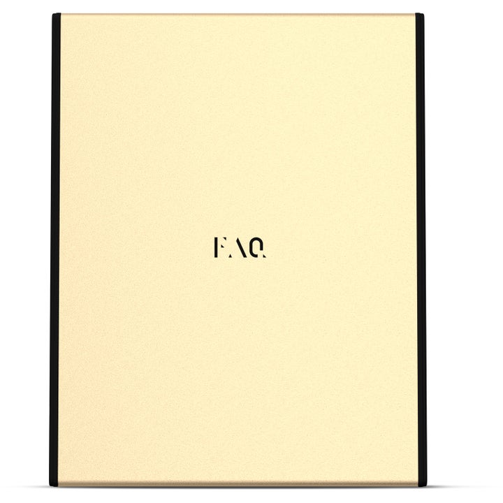 FAQ Swiss FAQ Led Panel 1 stk hudpleieverktøy for glød i et elegant gullfarget panel med svarte kanter og logo