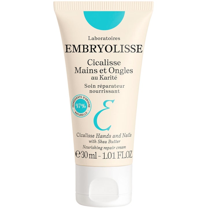 Embryolisse Cicalisse Hands and Nails 30 ml nærende håndkrem med sheasmør i beige tube med turkise detaljer