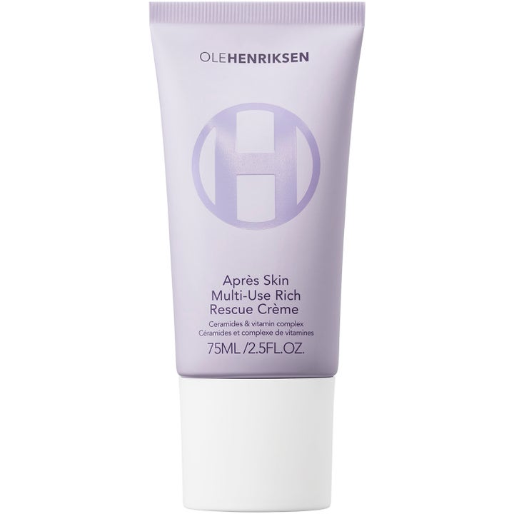 Ole Henriksen Après Skin Multi-Use Rich Rescue Crème 75 ml styrkende ansiktskrem i en lys lilla tube med hvit kork