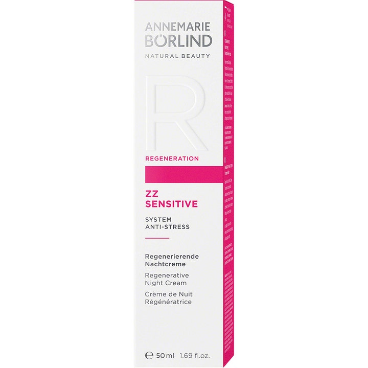 Annemarie Börlind ZZ Sensitive Regenerative Night Cream 50 ml nattkrem i hvit og rosa eske med System Anti-Stress.