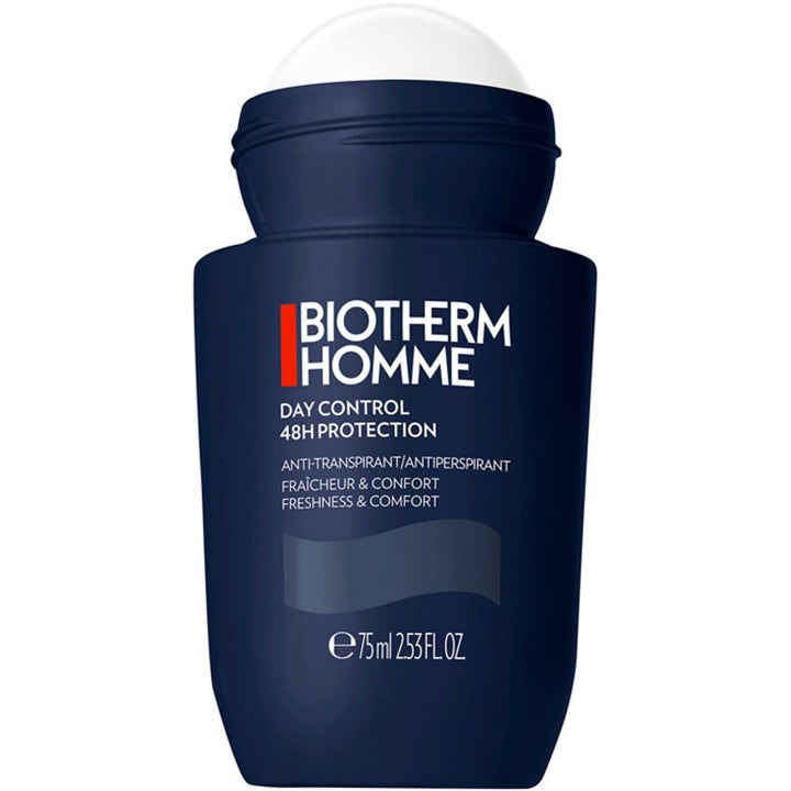 Biotherm Homme Day Control 48H Protection 75 ml antiperspirant gir friskhet i mørkeblå roll-on flaske