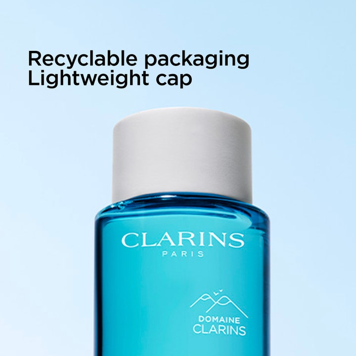 Clarins Gentle Eye Make-Up Remover 125 ml sminkefjerner med hvit lett kork og tekst om resirkulerbar emballasje