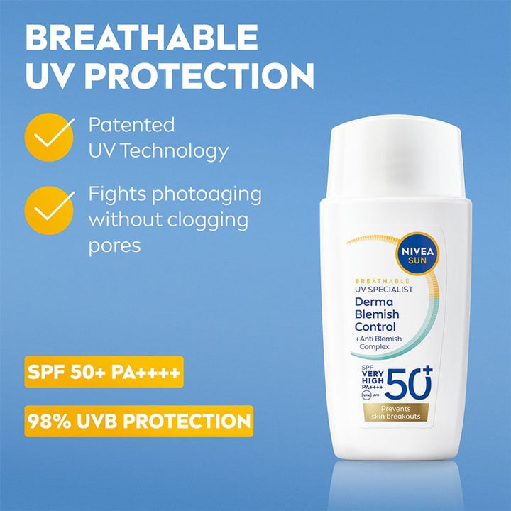 NIVEA UV Face Specialist Blemish Control 40 ml pustende solkrem med SPF 50+ og PA++++ mot urenheter