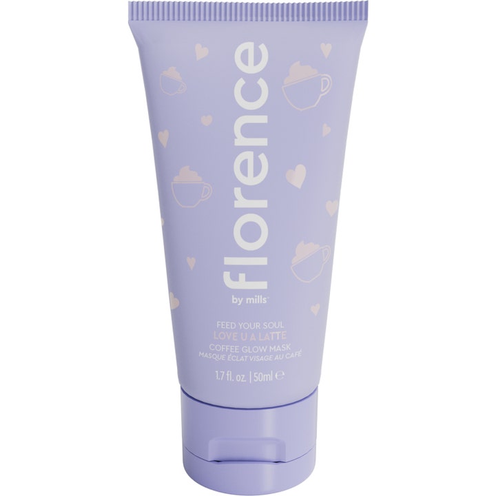 Florence by Mills Feed Your Soul Love U A Latte 50ml Coffee Glow Mask gir glød i en lilla tube med små hjerter