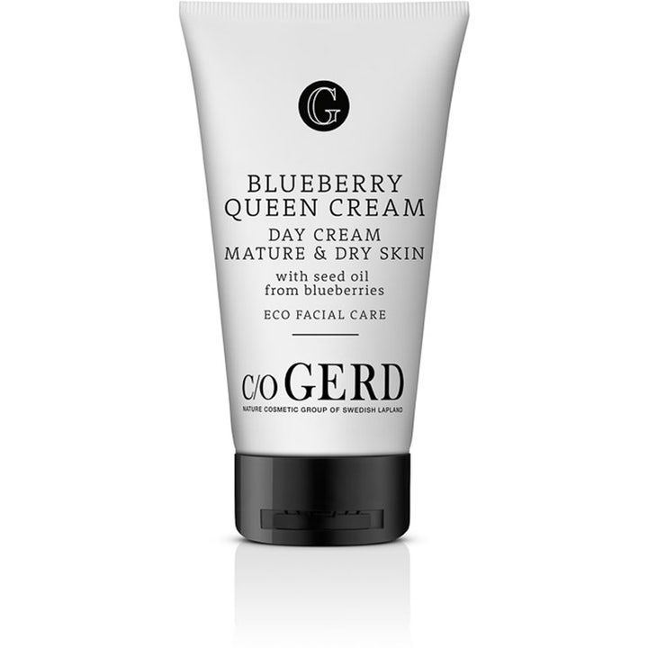 C/O Gerd Blueberry Queen Cream 75 ml fuktighetsgivende ansiktskrem i hvit tube med svart kork for tørr hud