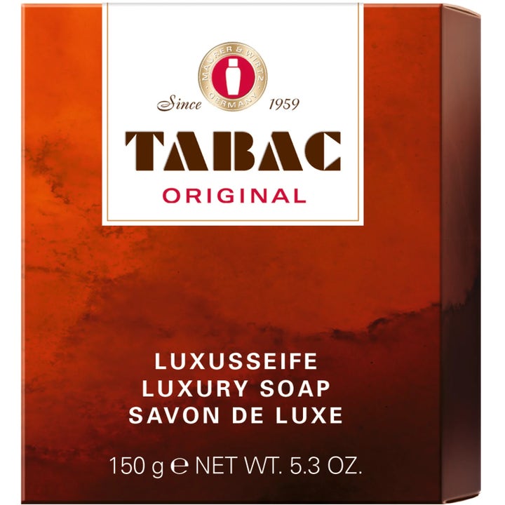 Tabac Original Luxury Soap 150 g luksussåpe i brunmarmorerte eske med hvit etikett