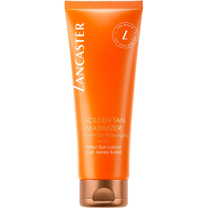 Lancaster Golden Tan Maximizer After Sun Lotion forlenger brunfargen i en oransje tube med bronsefarget kork.