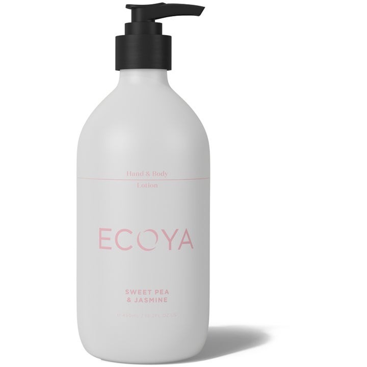 Ecoya Hand & Body Lotion 450ml fuktighetsgivende kroppskrem i hvit matt flaske med sort pumpe