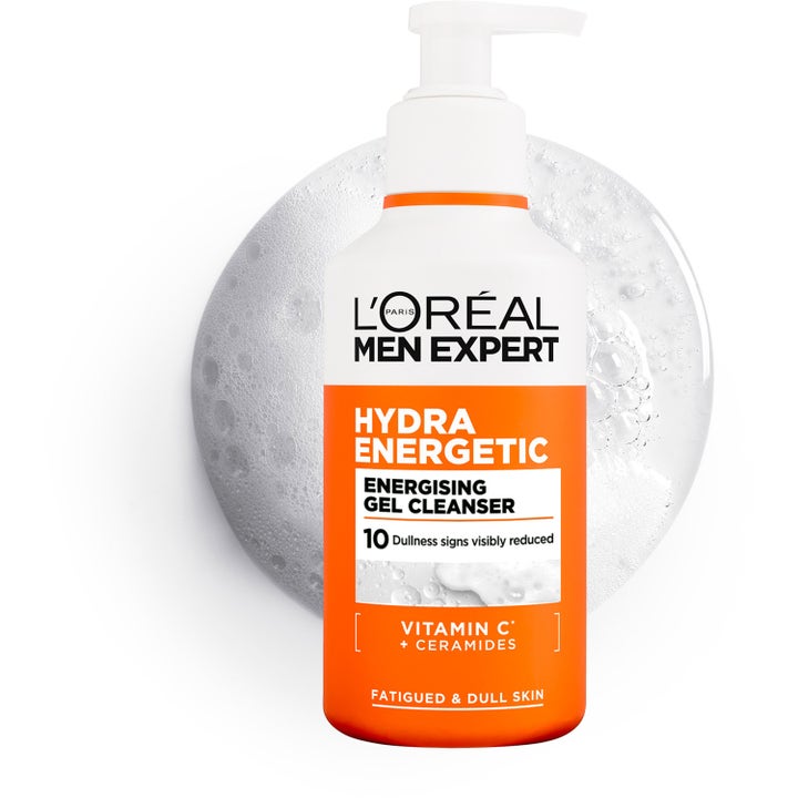 L'Oréal Paris Men Expert Hydra Energetic Vitamin C Cleanser 260 ml ansiktsrens i pumpeflaske med boblende gel