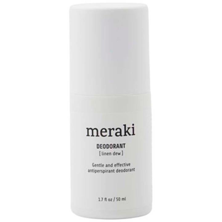 Meraki Linen Dew Deodorant 50 ml effektiv antiperspirant i hvit minimalistisk rull-on beholder.