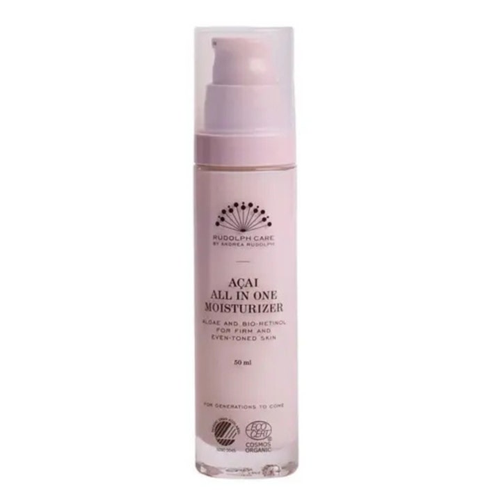 Rudolph Care Açai All In One Moisturizer 50 ml oppstrammende ansiktskrem i lys rosa pumpeflaske med gjennomsiktig kork