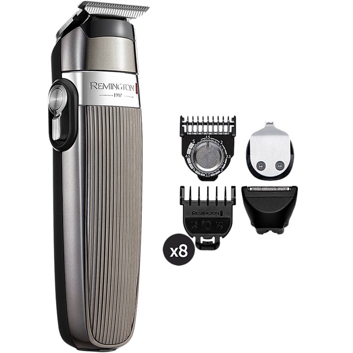 Remington Heritage Personal Groomer 1 stk skjeggtrimmer i metallisk design med åtte ulike tilbehørshoder
