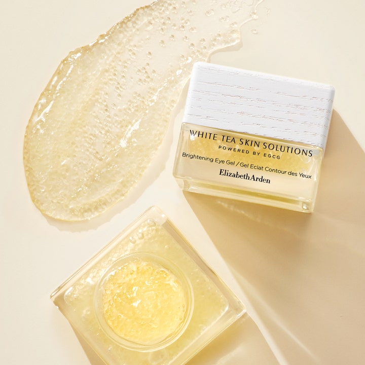 Elizabeth Arden White Tea Skin Brightening Eye Gel 15 ml lysnende øyegelé i glasskrukke med gyllen tekstur