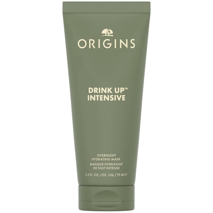 Origins Drink Up Intensive 75 ml fuktighetsgivende nattmaske i olivengrønn tube gir intens pleie til tørr hud