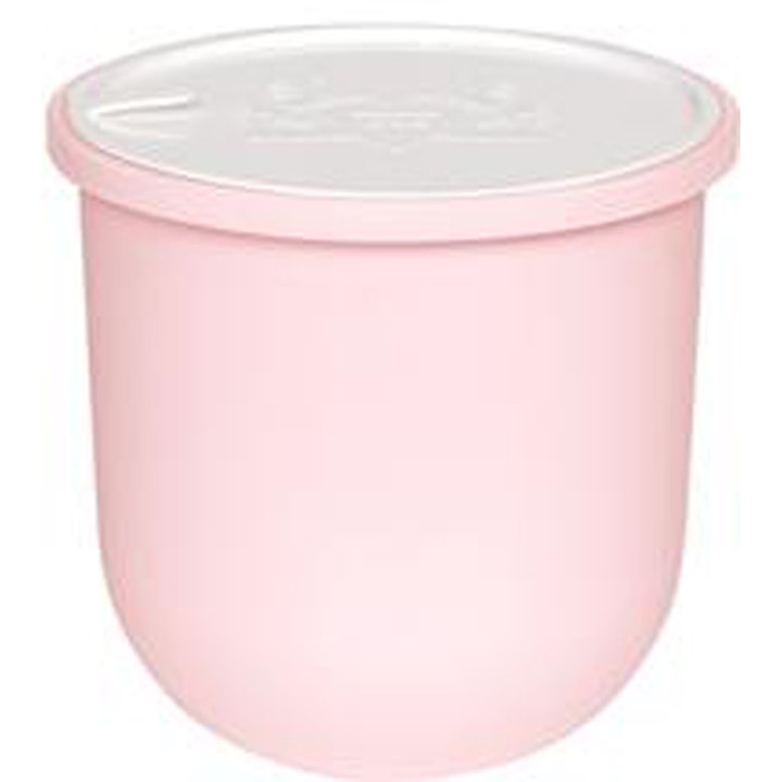 MonthlyCup Steriliseringskopp for menskopp i lys rosa plast med hvitt lokk for enkel og hygienisk rens.