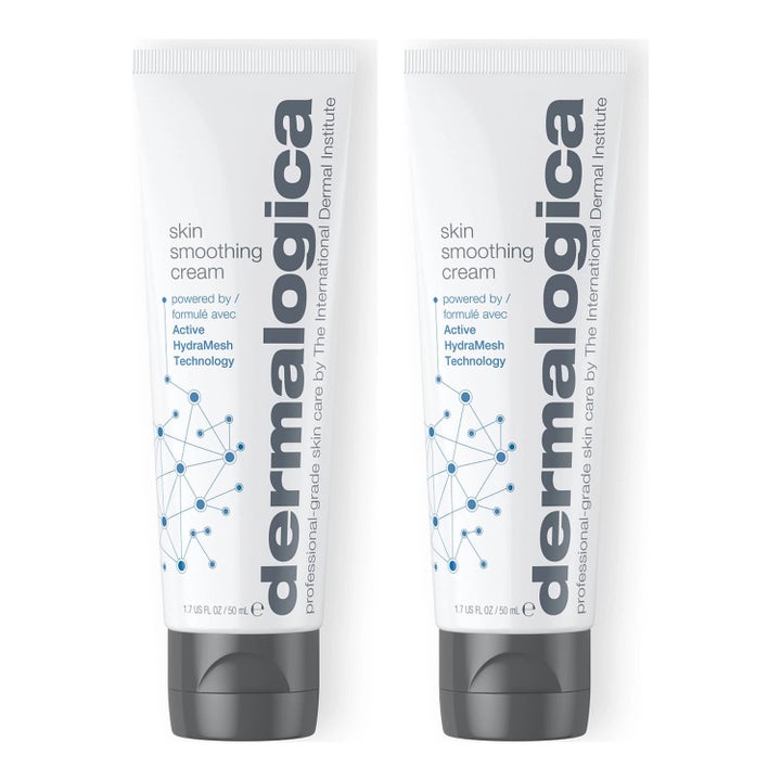 Dermalogica Skin Smoothing Cream 50 ml fuktighetskrem som glatter ut huden i to hvite tuber med blått molekylmønster