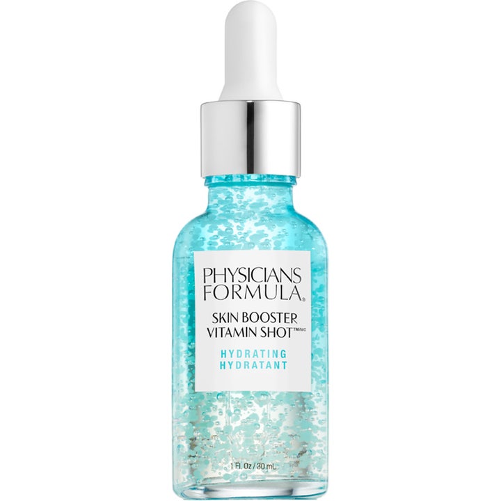 Physicians Formula Skin Booster Vitamin Shot 30 ml fuktighetsgivende serum med blå perler i glassflaske med pipette.