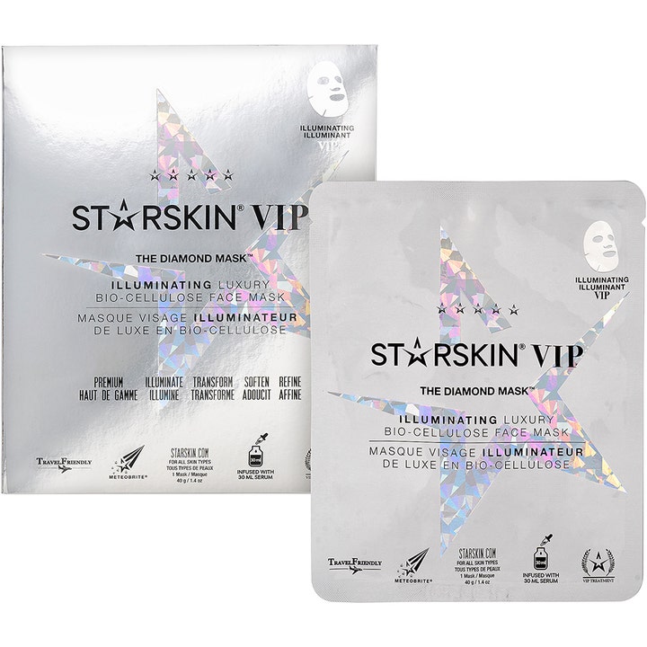 Starskin The Diamond Mask 40 g glødgivende ansiktsmaske i sølvfarget forpakning med prisme-stjerne
