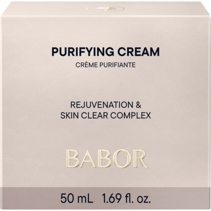 Babor Skinovage Purifying Cream 50 ml matthende ansiktskrem for uren hud i hvit eske med lysegrønn detalj.