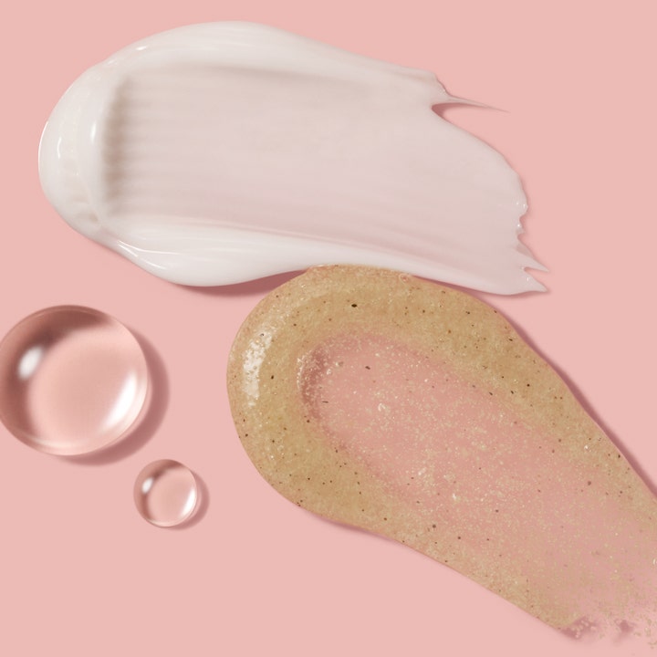 Ole Henriksen TOUCH Nourishing Body Oil 300 ml fuktighetsgivende kroppsolje med hvit krem og gyllen skrubbtekstur