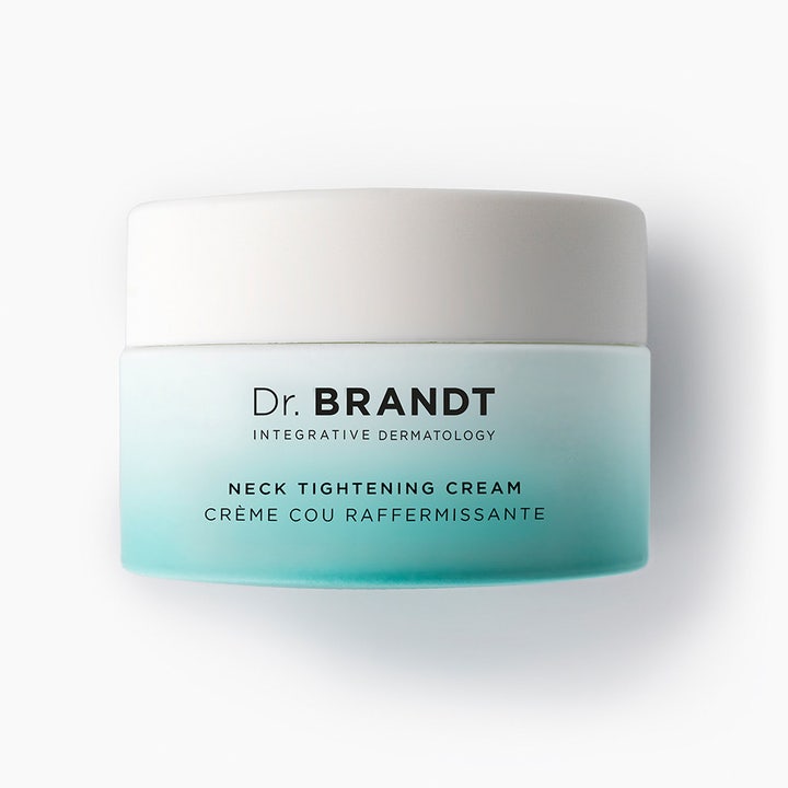 Dr Brandt Neck Tightening Cream 50 g oppstrammende halskrem som gir fastere hud i blå og hvit krukke