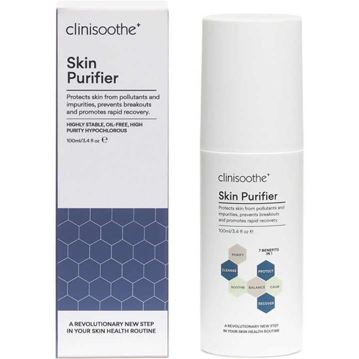 Clinisoothe Skin Purifier 100 ml toner i hvit sprayflaske og eske som beskytter huden mot urenheter.