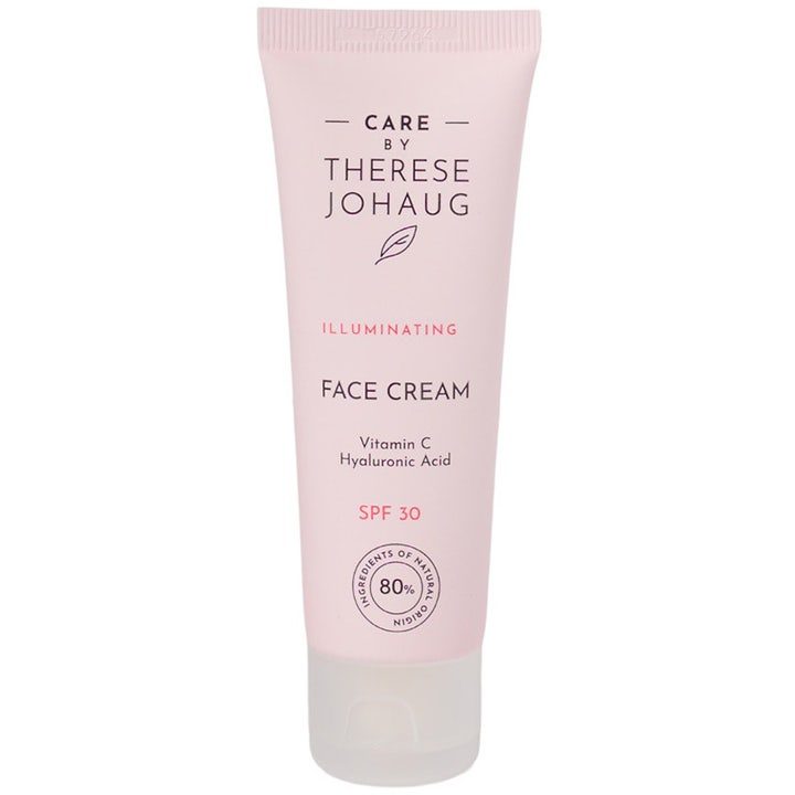 Care by Therese Johaug Illuminating Face Cream SPF 30 ansiktskrem med Vitamin C som gir glød i lyserosa tube