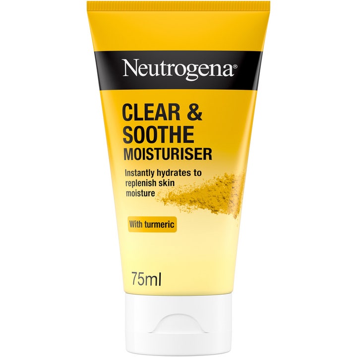 Neutrogena Clear & Soothe Moisturiser 75ml fuktighetskrem med gurkemeie i en gul tube med hvitt lokk