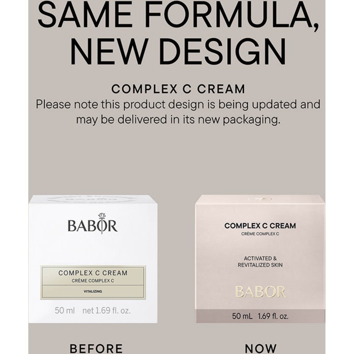 Babor Complex C Cream 50 ml styrkende dagkräm med vitamin C vist gjennom et nærbilde av en rosa blomst