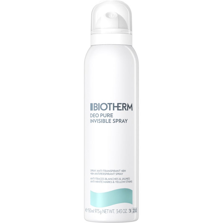 Biotherm Deo Pure Invisible Spray 150ml antiperspirant mot merker i hvit sprayflaske med lyseblå detalj