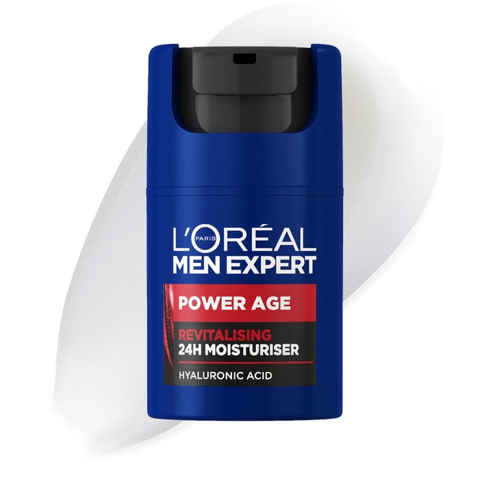 L'Oréal Paris Men Expert Power Age 50 ml fuktighetskrem med hyaluronsyre foran hvit kremtekstur