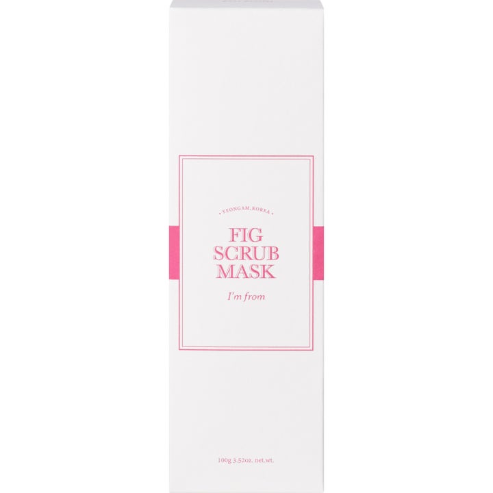I'm from Fig Scrub Mask 100 g eksfolierende ansiktsmaske i hvit pappeske med rosa detaljer og tekst