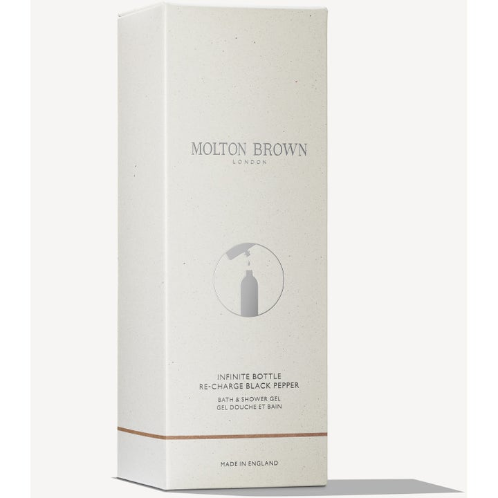 Molton Brown Infinite Bottle Re-charge Black Pepper 400 ml dusjsåpe i hvit teksturert ytteremballasje