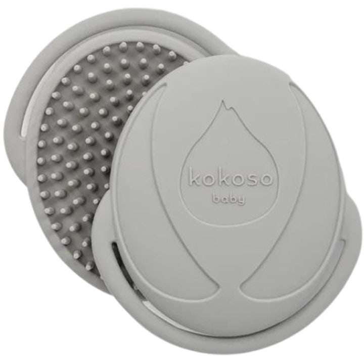 Kokoso Baby Happy Scalp Brush 1 stk hodebunnsbørste fjerner skurv med myke silikonnupper i en dus grå farge
