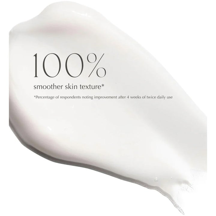 Exuviance Daily Eye Smoother 15 g utjevnende øyekrem hvit kremet tekstur med teksten 100 % smoother skin texture